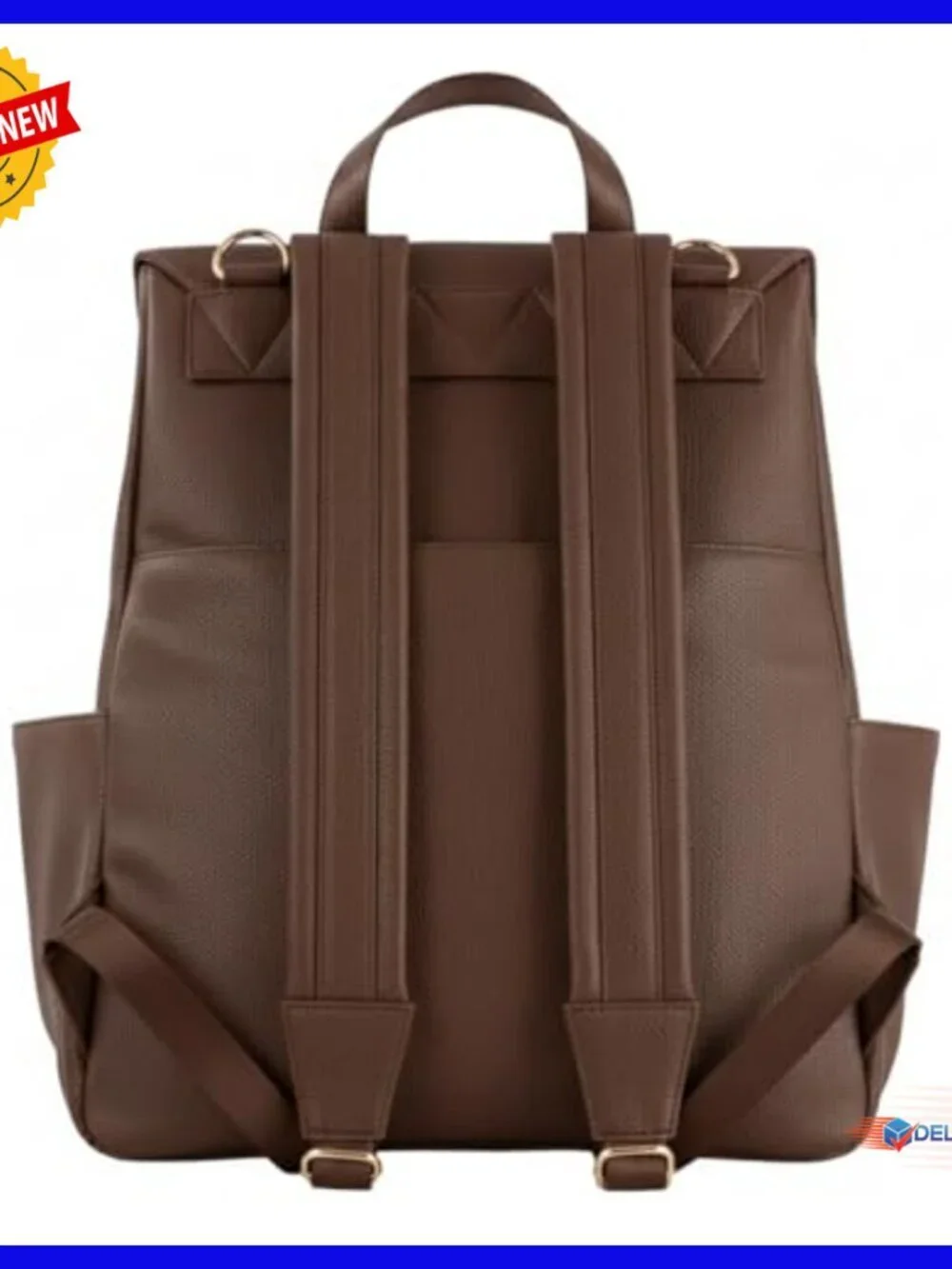 Large Vegan Leather Diaper Backpack with Laptop Compartment